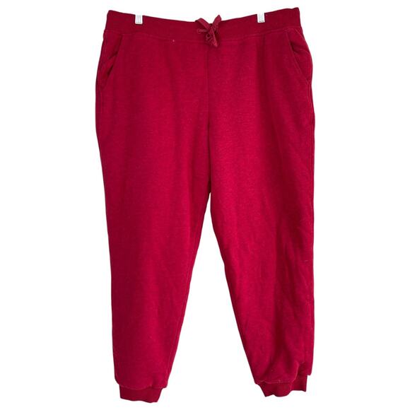 L.L. Bean Sherpa Fleece Lined Sweatpants Red Cranberry Heather Size Extra Large - Picture 1 of 9
